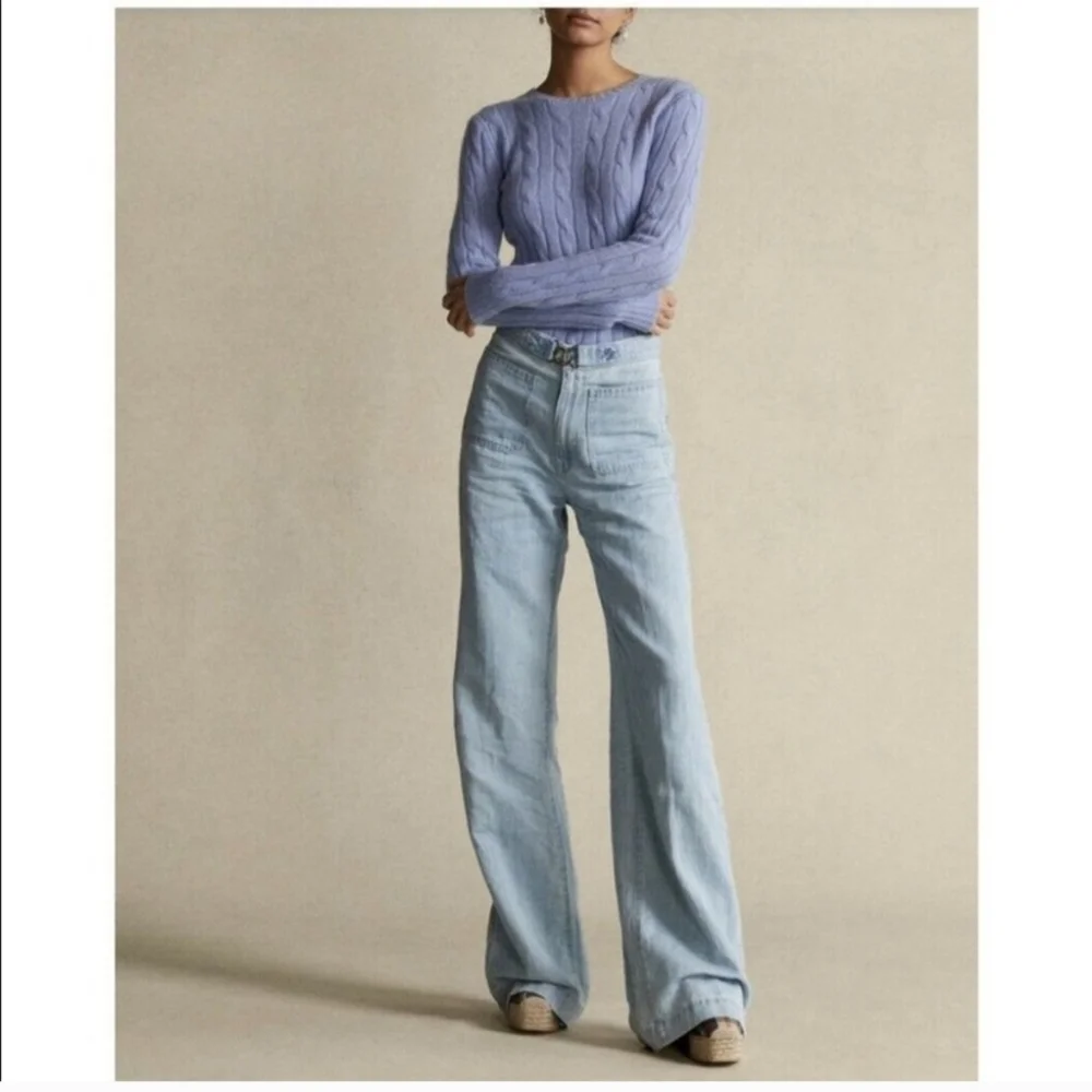 Polo by Ralph Lauren Margery High Rise Wide Leg Light Wash Jeans - 29R - Picture 2 of 13
